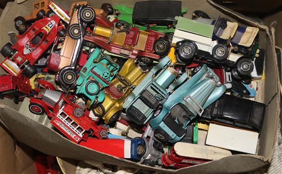 A large quantity of playworn Corgi Matchbox, etc.